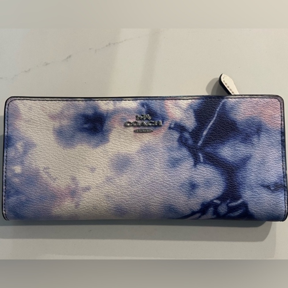 Coach Slim Tie-Dye Blue and Pink Wallet